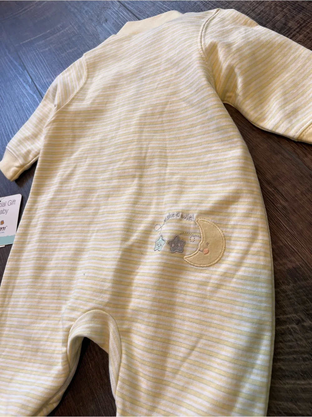 Vintage Yellow Striped Baby Footed Pajamas Sleeper - Soft Zip Front